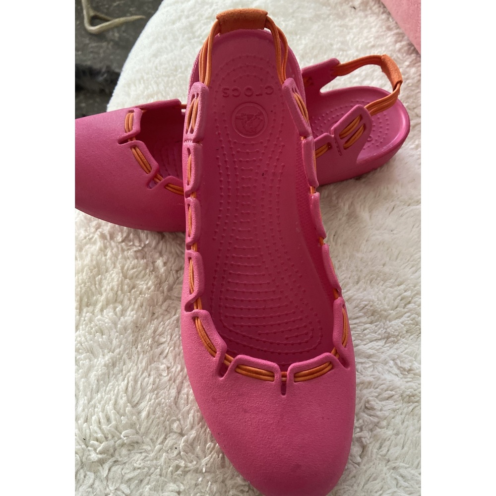 CROCS Shallow Toe Sling Back Shoe Womens Size 8 Pink Very Clean. - Picture 3 of 7